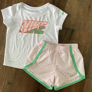 Nike Toddler White Tee and Pink Shorts Set